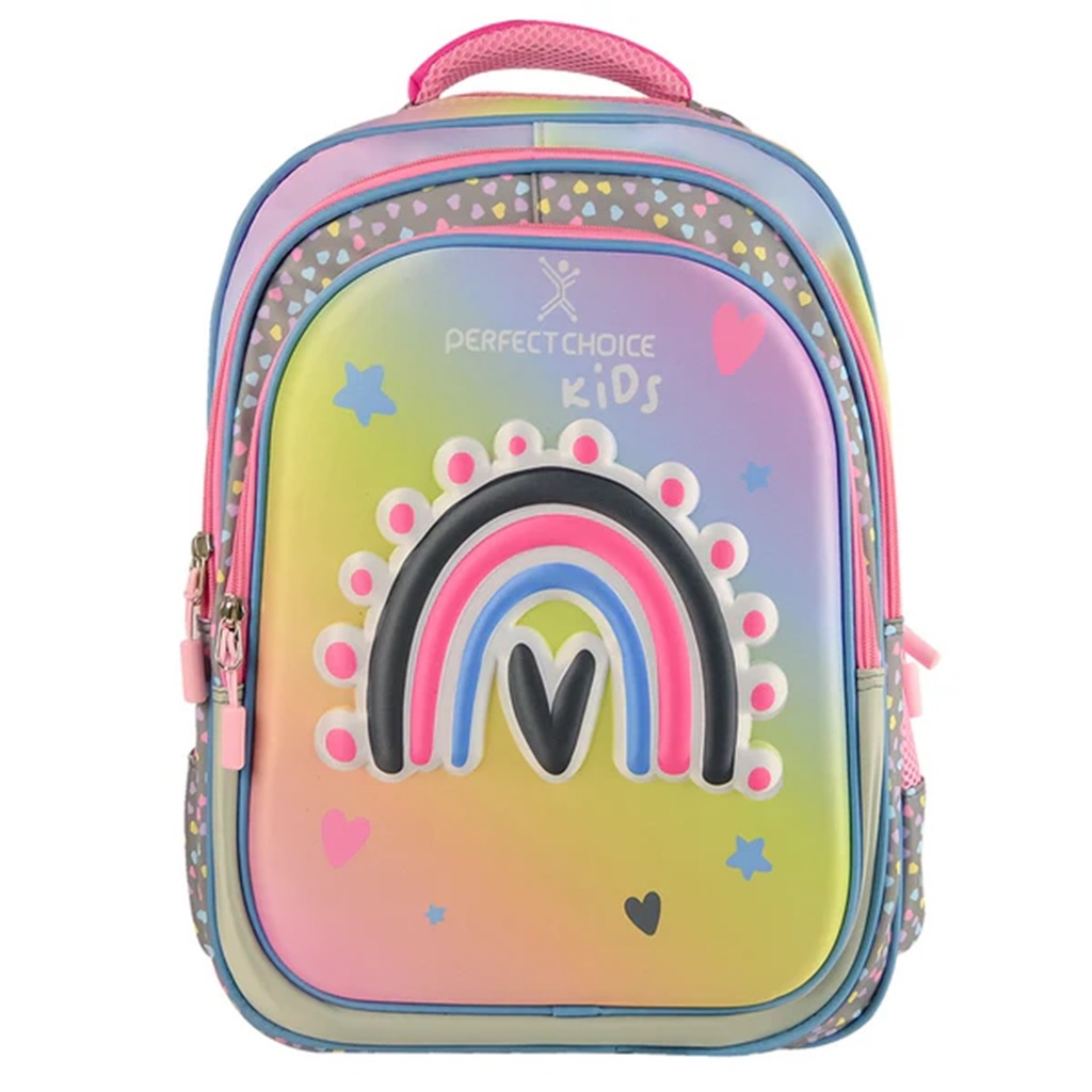 Mochila Escolar Perfect Choice PC-084396 Con Multiples  Compartimientos Explorer Arcoiris