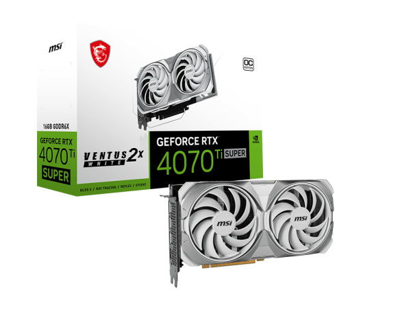 Tarjeta de video msi rtx 4070 ti super 16g ventus 2x white oc 16gb gddr6x 2655 mhz 1*hdmi 3*dp