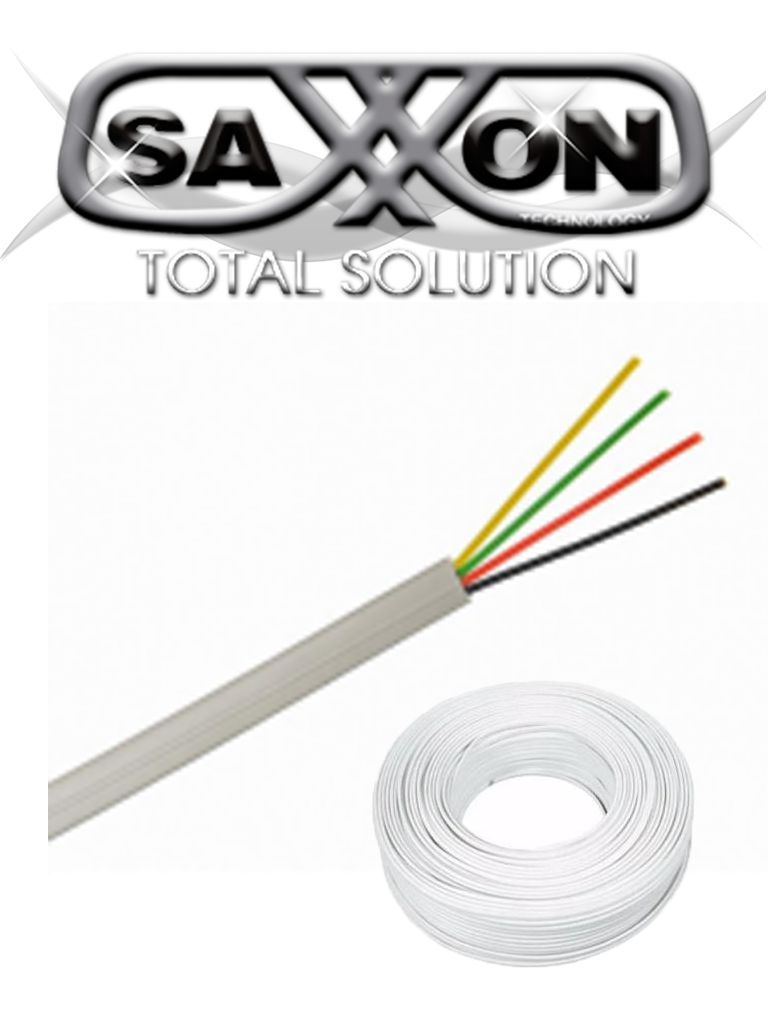 Saxxon owac4100j - cable de alarma / 4 conductores / cca/ calibre 22  awg / 100 metros / recomendable para control de acceso / v