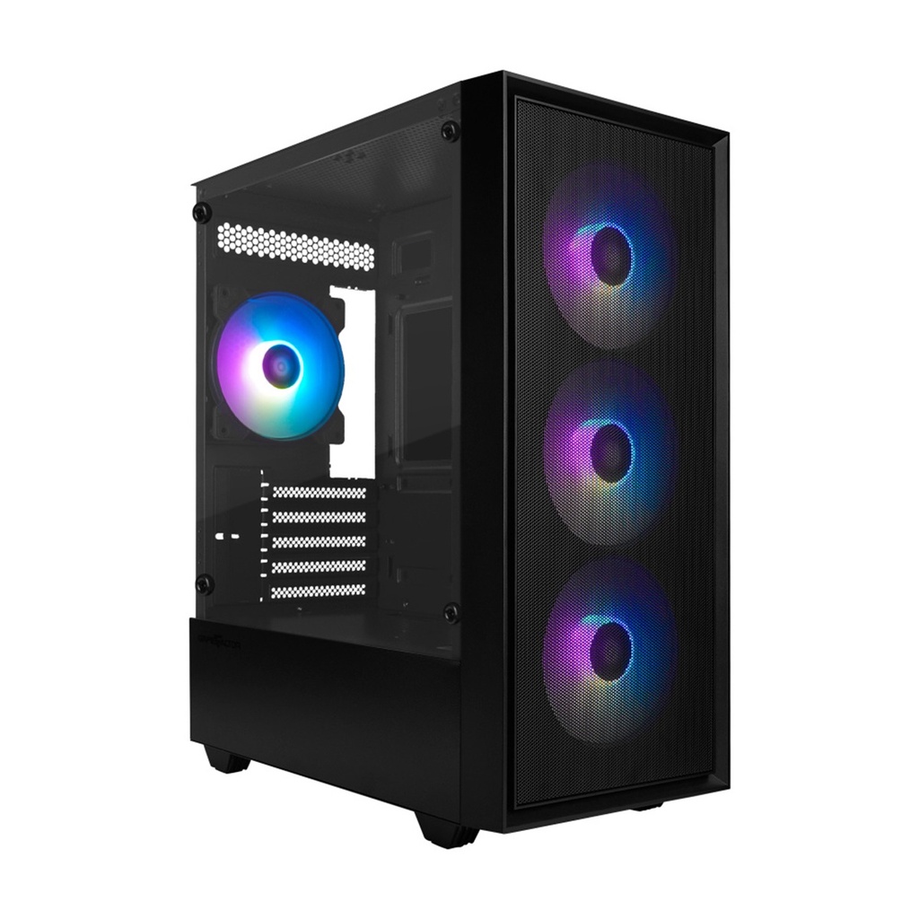 Gabinete Game Factor CSG503 MATX con Ventana LED RGB Mini Torre Micro ATX Mini ATX USB 2.0 y 3.0 sin Fuente 4 Ventiladores Instalados