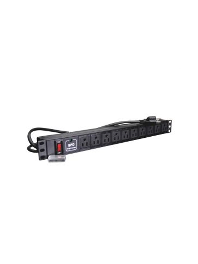 Barra Horizontal SBE Tech SBE-TC010SPV 10 Contactos Polarizados Con Supresor De Picos Montaje 19" 1UR