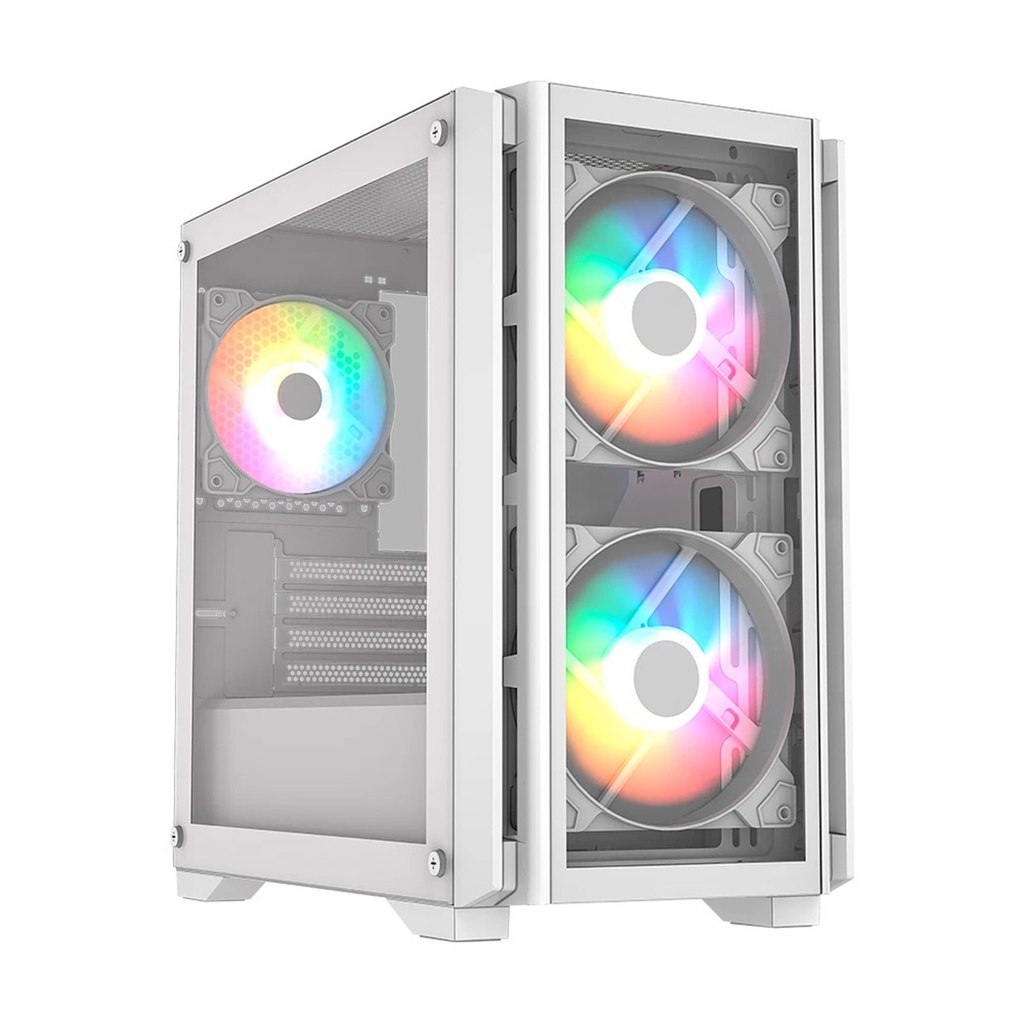 Gabinete Balam Rush CARBONO CRYSTAL 4000C con Ventana Mini-Tower Micro ATX/Mini-ITX USB 3.0 3 Ventiladores Instalados