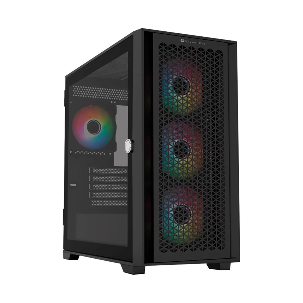 Gabinete Balam Rush Carbono Twin Mate 8000 con Ventana RGB Midi-Tower Micro-ATX/Mini-ITX USB 3.0/2.0 sin Fuente 4 Ventiladores RGB Instalados