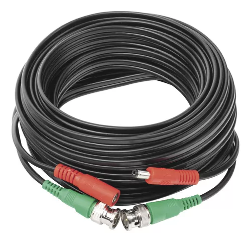 Cable coaxial ( bnc rg59 ) + alimentación / siamés / 20 metros / aleación cobre + aluminio cca / para cámaras 4k  / uso interior y exterior