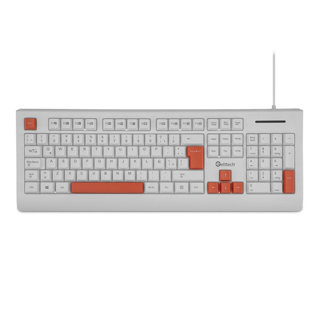 Teclado Alambrico Slim Getttech GGK-ESMWR-02-WH USB Español 