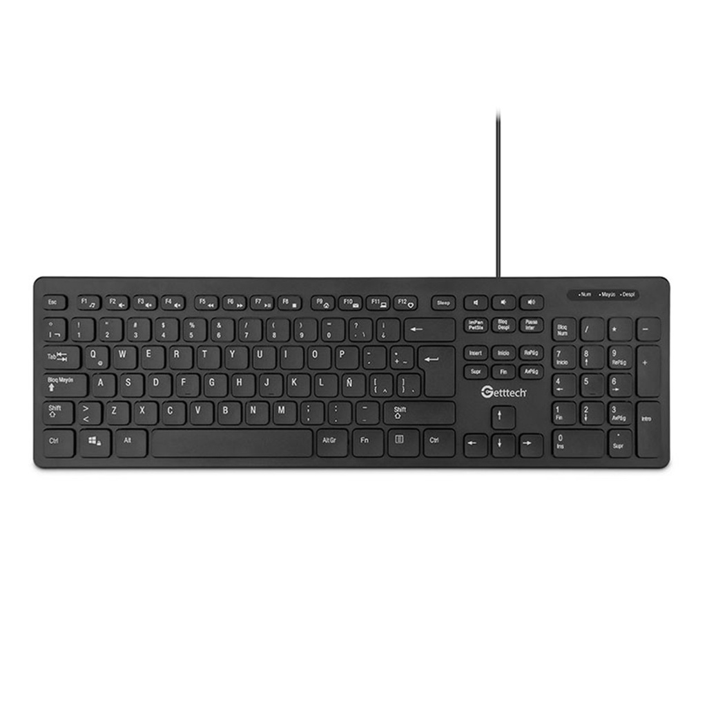 Teclado Alambrico Slim Getttech GGK-ESMWR-01 Español USB