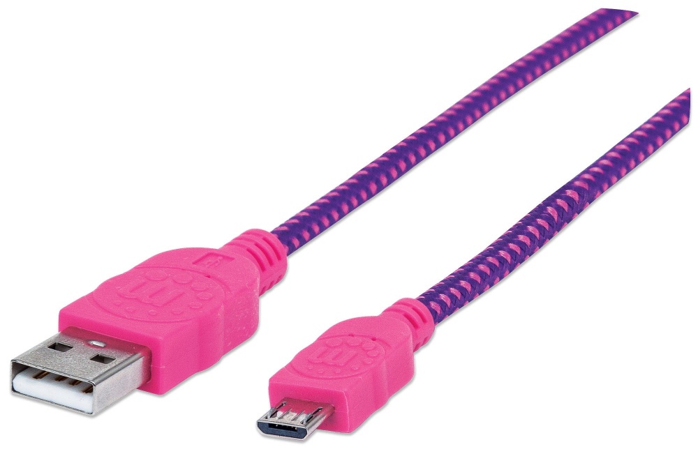 Cable USB Manhattan Con Recubrimiento Textil USB A 2.0 - Micro USB B 2.0  1 Metro