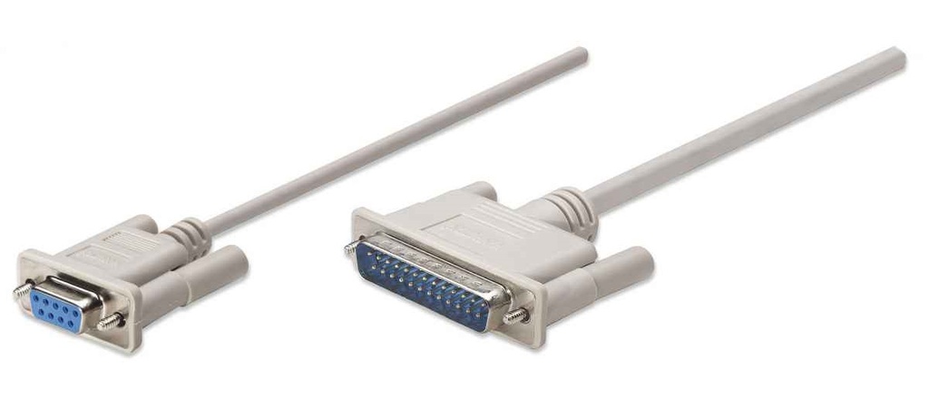 Cable Para Impresora Manhattan Null Módem/Serial DB9 Hembra - DB25 Macho 1.8 Metros