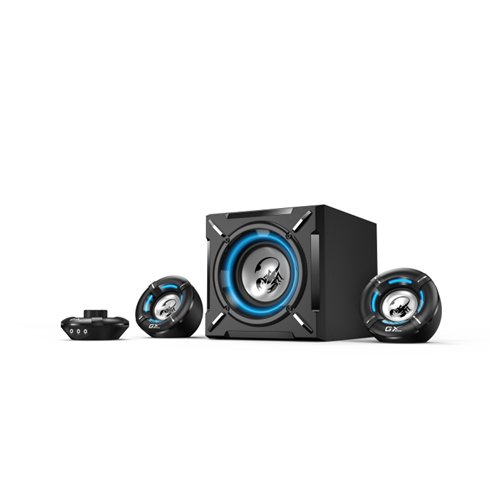 Bocinas genius sw-g2.1 1000 con subwoofer, 26w rms, conectividad de audio 3.5mm, rca, incluye control, negro