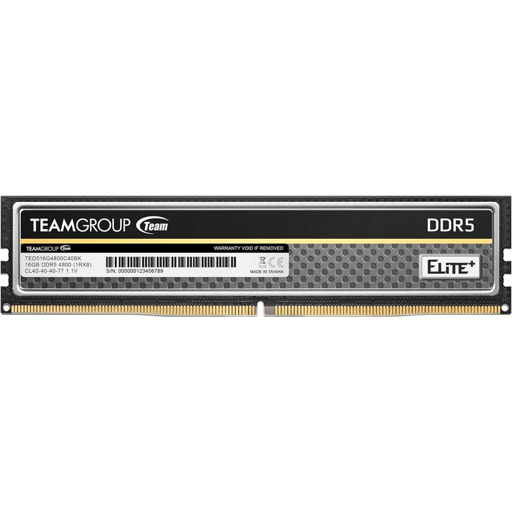 Memoria RAM Team Group Elite Plus DDR5 4800MHz 16GB Non-ECC CL40