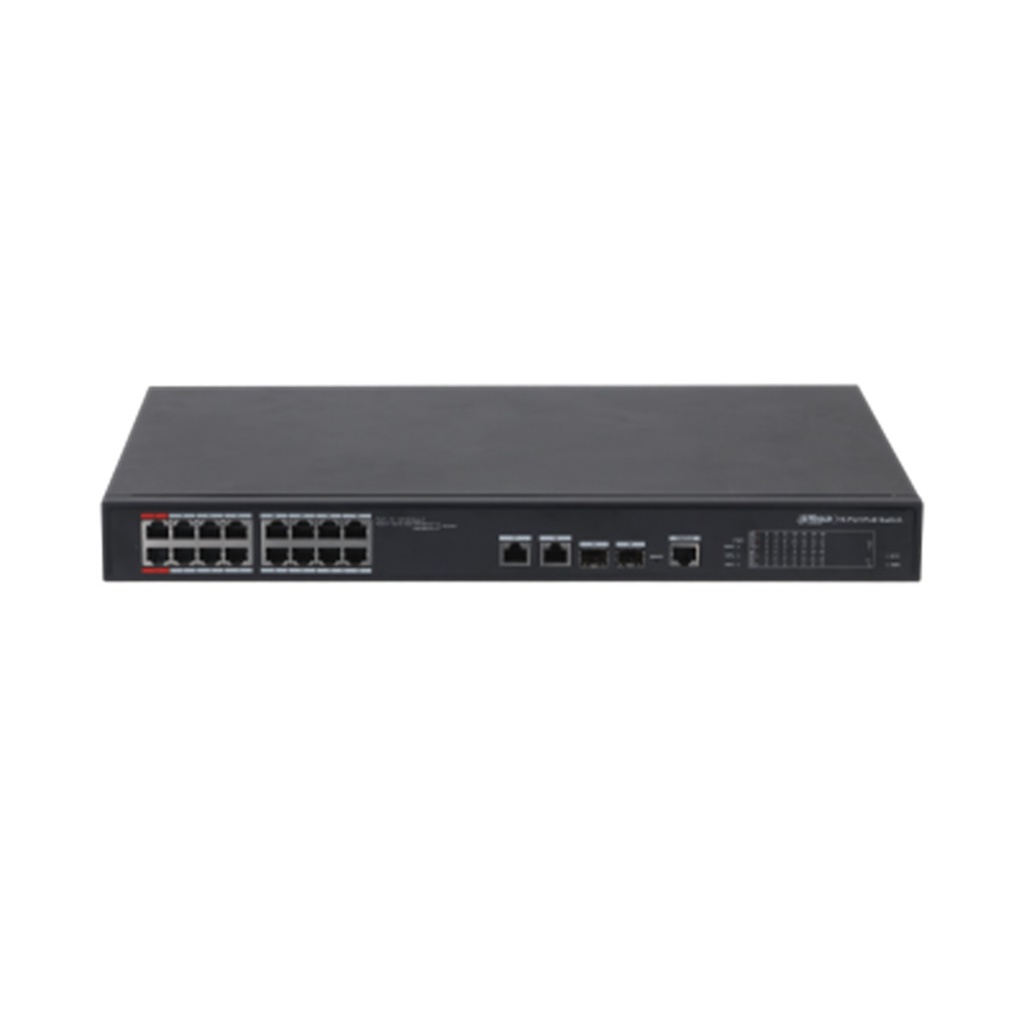 Switch Dahua Fast Ethernet PFS4218-16ET-190 16 Puertos 10/100 + 2 Puertos Gigabit PoE 8.8Gbit/s 4000 Entradas - Administrable