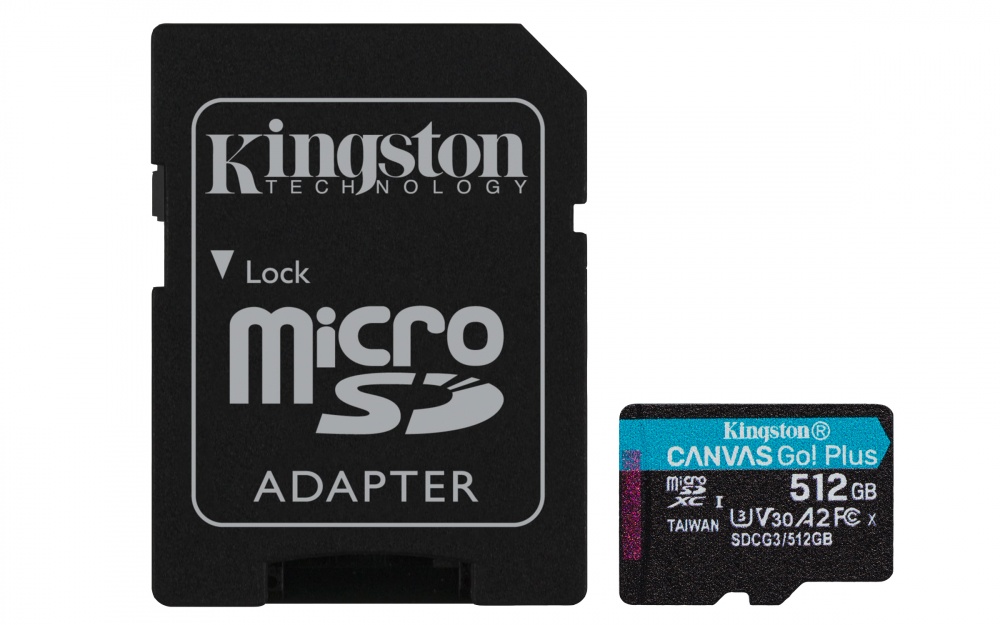 Memoria Flash Kingston Canvas Go! Plus 512GB MicroSDXC UHS-I Clase 10 Con Adaptador SDCG3/512GB