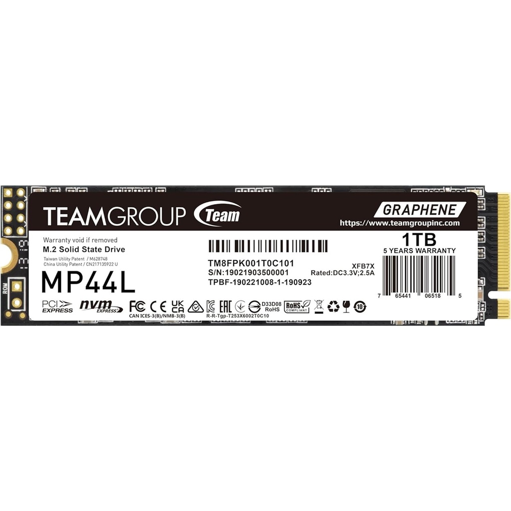 Unidad De Estado Solido SSD Team Group MP44L NVMe 1TB PCI Express 4.0 M.2