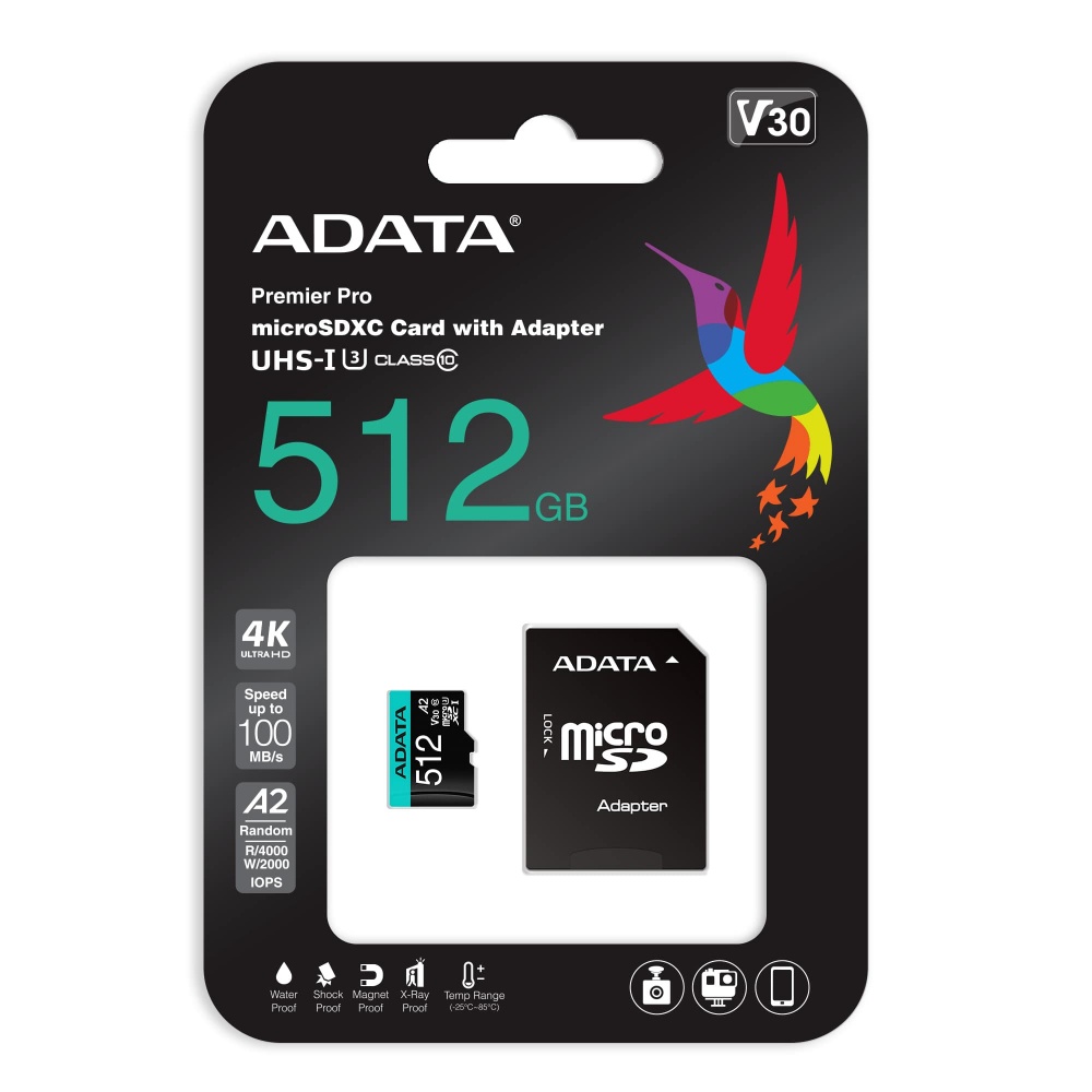 Memoria Flash Adata Premier Pro 512GB MicroSDXC UHS-I Clase 10 Con Adaptador