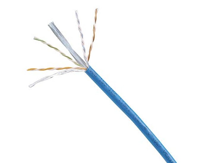 Bobina de cable utp 305 m. de cobre, netkey, azul, categoría 6 (24 awg), 1000mbps, riser (cmr), de 4 pares