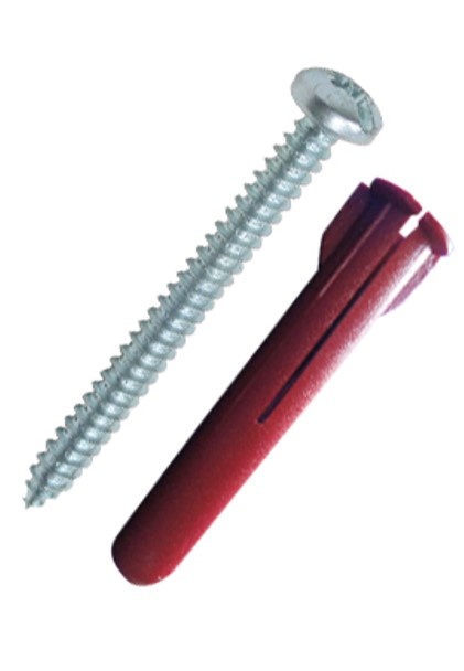 Paquete de 10 taquetes rojos 1 1/2" y 10 tornillos 10mm x 1 1/2" (1103-05002)