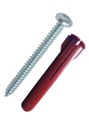 Paquete de 10 taquetes rojos 1 1/2" y 10 tornillos 10mm x 1 1/2" (1103-05002)