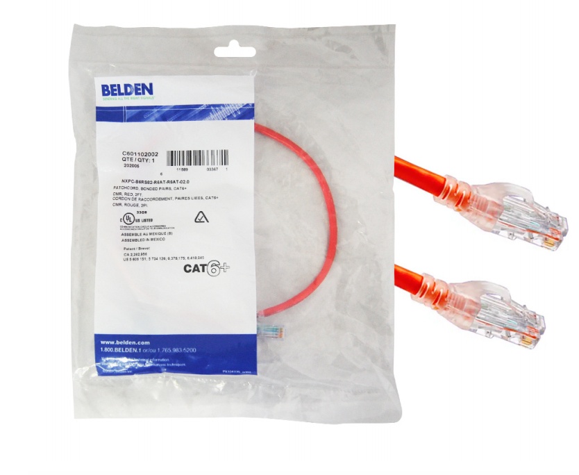 Patchcord utp cat6 belden c601102002 0.6mts rojo 