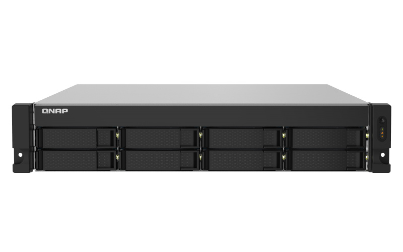 Qnap 2u 8-bay arm-based 2.5g &10g nas, quad core 1.7ghz, 4gb ddr3 ram, 2 x 10gbe sfp+, 2 x 2.5gbe, redundant power supply