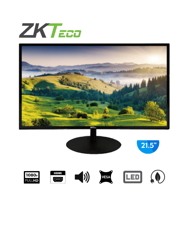 Monitor led full hd de 21.5 pulgadas zkteco modelo zd22-2k resolucion de 1920 x 1080 entrada de video hdmi/vga salida de audio h