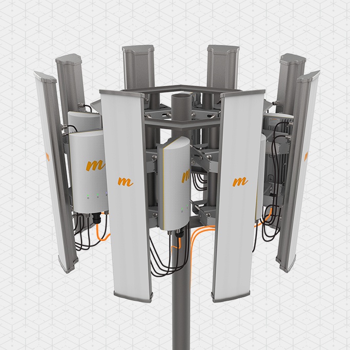 Antena sectorial mimo 4x4 de 45 º,  4.9 - 6.4 ghz, ip55, ganancia de 22 dbi, 4 conectores n-hembra, montaje incluido.