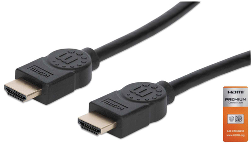 Cable Certificado Premium Manhattan HDMI 2.0 Macho - HDMI 2.0 Macho 4K 60Hz 5 Metros Negro