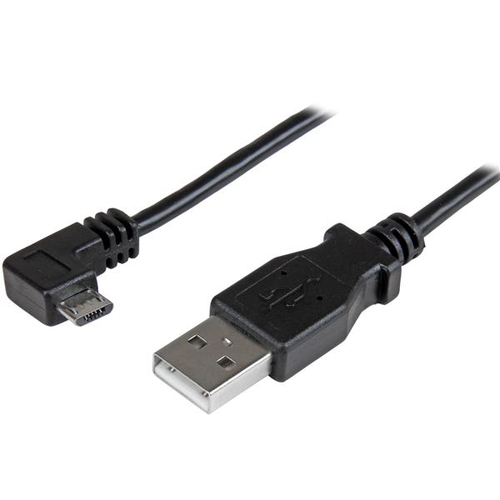 Cable de 2m micro usb conector acodado a la derecha  .