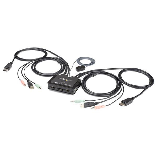 Switch conmutador kvm de 2 pue puertos dp usb 4k60hz - cables inte