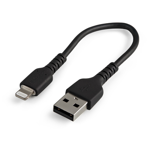 Cable usb a lightning negro de 15cm - certificacion mfi de apple