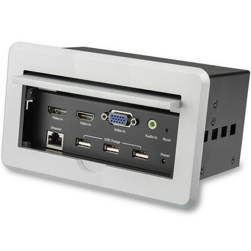 Gabinete de conectividad audio video para mesas 4k