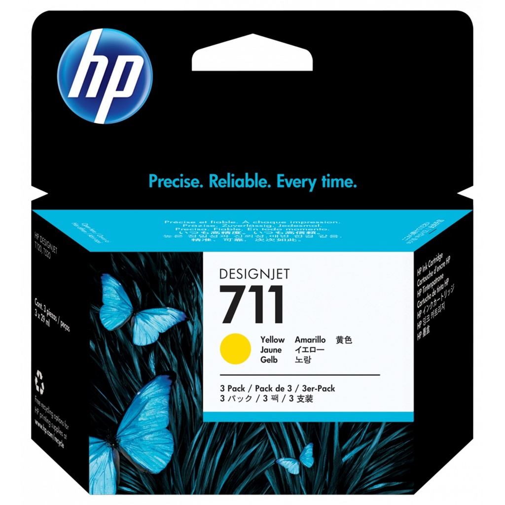 CartuchoDe Tinta HP 711 Paquete Triple Amarillo Original 29ml 