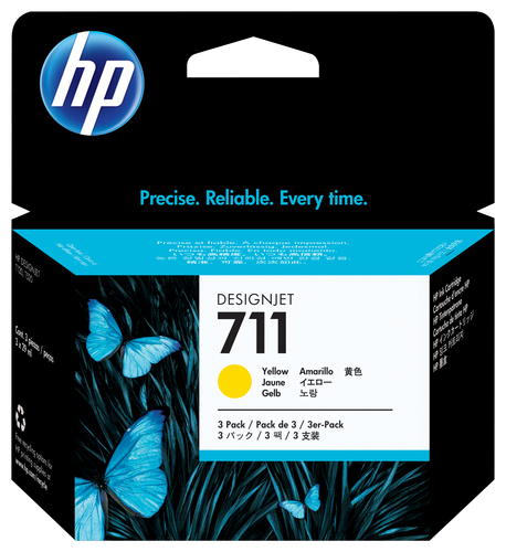 Hp 711 amarillo 3-pack 29ml tinta amplio formato cz136a