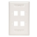 Placa de pared cuadruple 4 puertos rj45 blanco