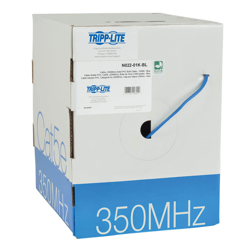 Cable de pvc a granel c/nucleo solido cat5e 350mhz azul 304.8m taa