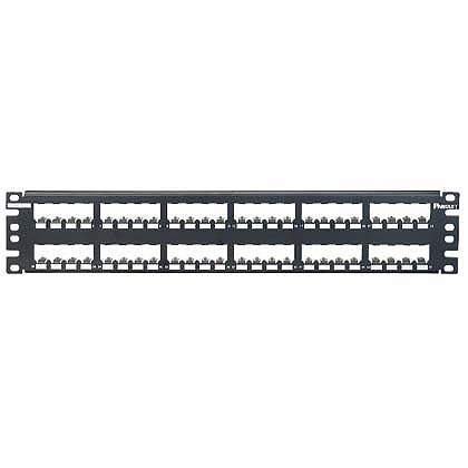 Panel de parcheo modular mini-com (sin conectores), plano, totalmente blindado, de 48 puertos, 2ur