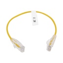 Cable de parcheo slim utp cat6 - 30 cm amarillo diámetro reducido (28 awg)