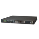 Switch no administrable poe+ extended, aislamiento vlan de 16 puertos + 2 combo tp/sfp gigabit y pantalla 