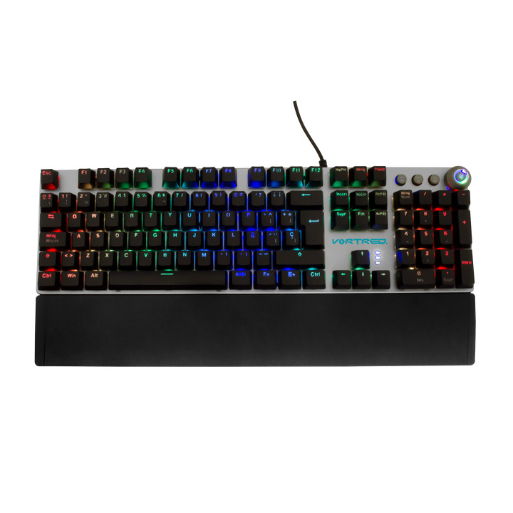 Teclado Gamer Vortred Resistance RGB Teclado Mecánico Alámbrico Negro/Blanco Español