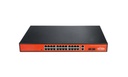 Switch poe (802.3af/at) no administrable de largo alcance, hasta 250m, con 24 x 10/100mbps + 2 x sfp gigabit combo, 250 w