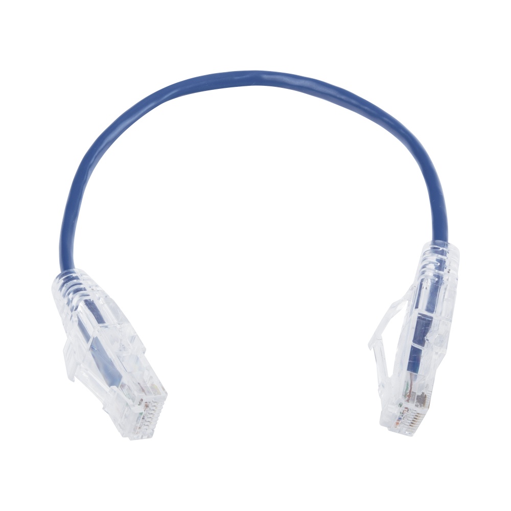 Cable de parcheo slim utp cat6 - 20 cm azul diámetro reducido (28 awg)