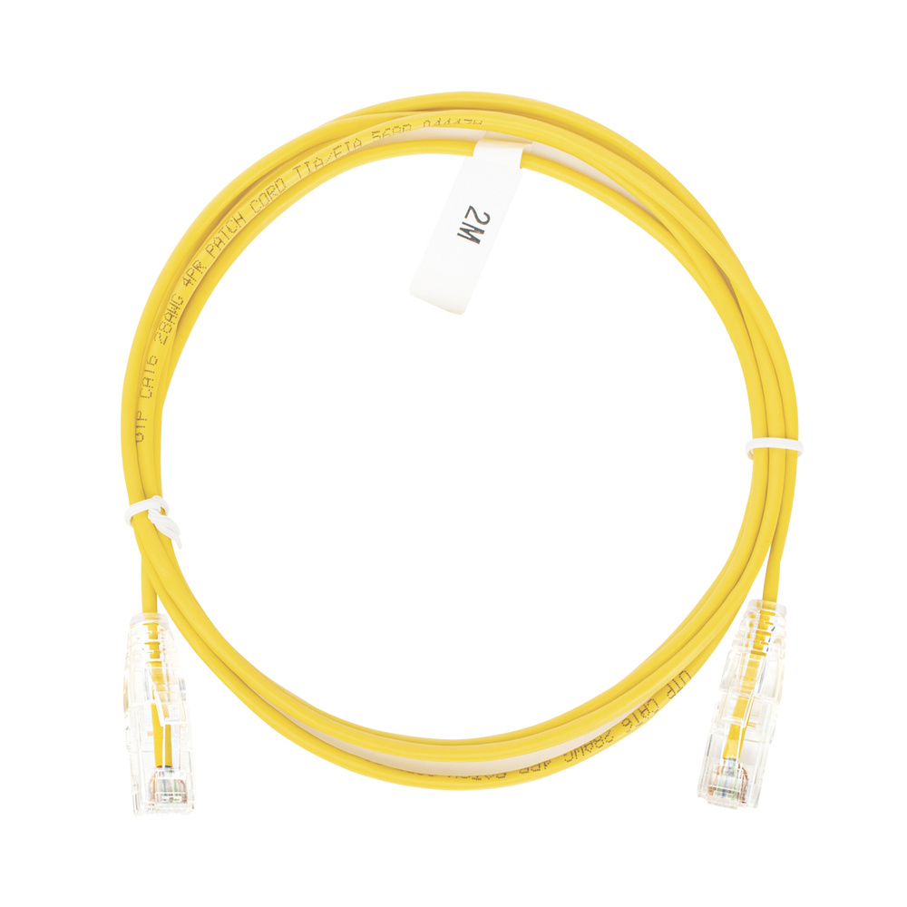 Cable de parcheo slim utp cat6 - 2 m amarillo diámetro reducido (28 awg)