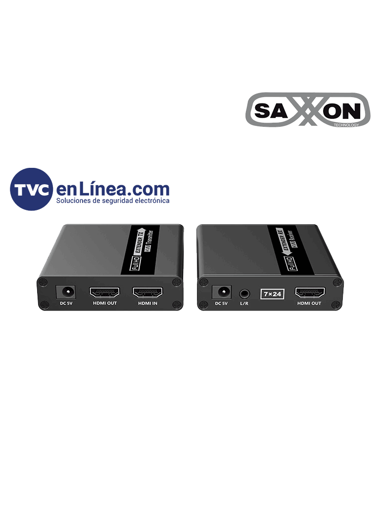 Saxxon lkv223 - kit extensor de video hdmi/ resolucion 1080p/ 60 hz/ hasta 70 metros con cat6/ 6a/ 7  cero latencia/ loop hdmi/ 