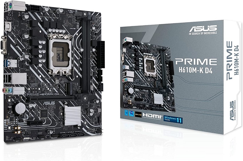 Tarjeta Madre ASUS PRIME H610M-K D4 Intel H610 S-1700 DDR4 64GB USB 3.1 y SATA 3.0 M.2 Micro-ATX 1xPCIE4.0x16 1xPCIE3