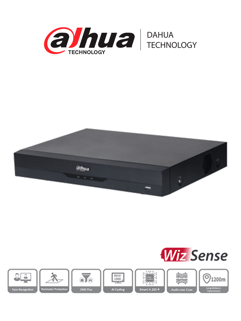 Dahua xvr5108he-4kl-i3 - dvr 8 canales 4k/ wizsense/ h.265+/ 8 canales hdcvi +8 ip/ hasta 16 ip/ 2 canales de reconocimiento fac