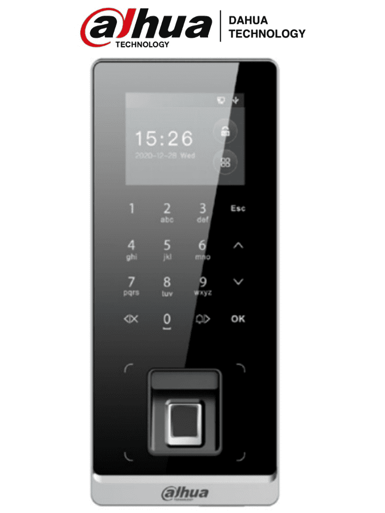 Dahua asi2212h-w - control de acceso exterior ip65/ 3,000 huellas/ 30,000 tarjetas mifare y passwords/ 150,000 eventos/ diseño d