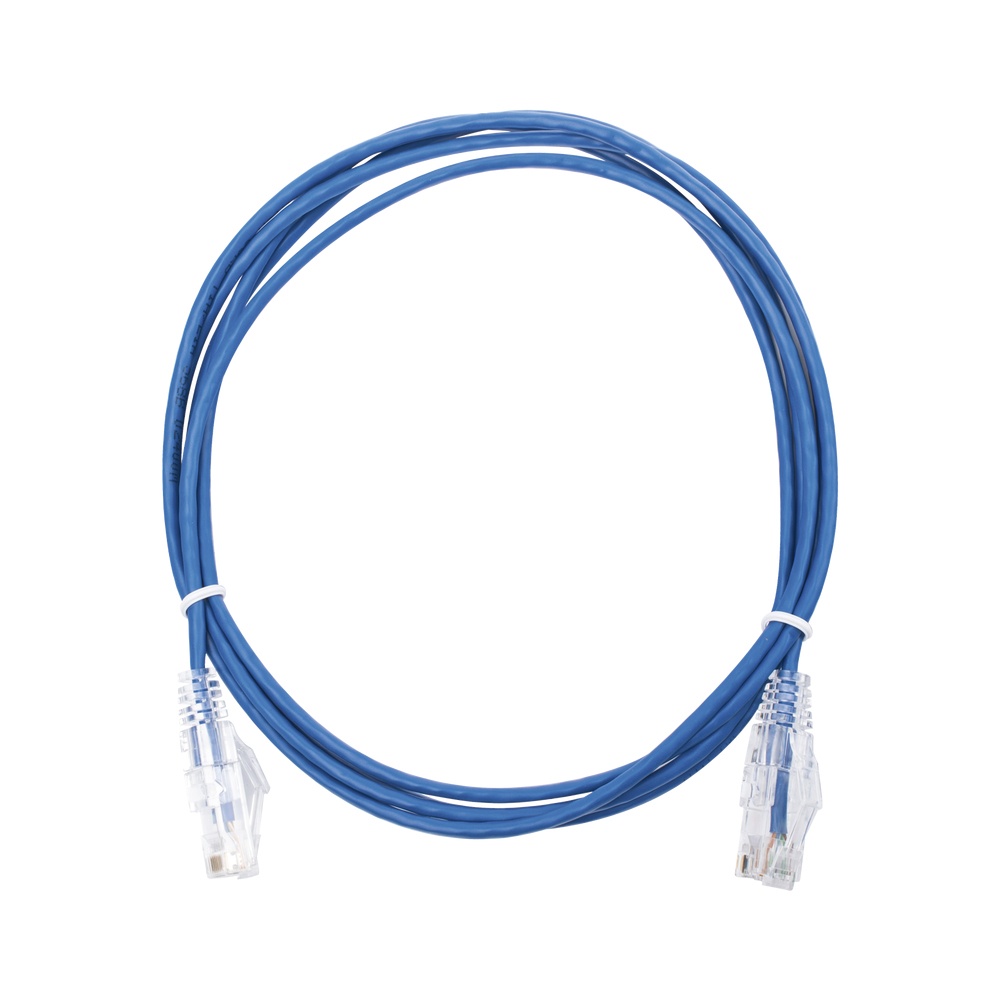 Cable de parcheo slim utp cat6 - 2 m azul diámetro reducido (28 awg)