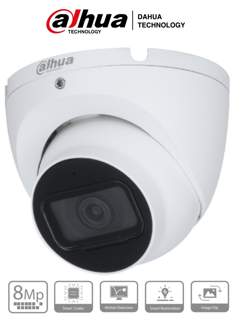 Dahua ipc-hdw1830t-s6 - camara ip domo 4k/ 8 megapixeles/ lente de 2.8 mm/ 105 grados de apertura/ micrófono integrado/ ir de 30