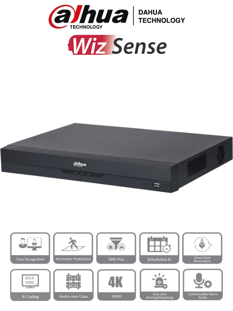 Dahua xvr5232an-i3 - dvr de 32 canales de 5 megapixeles lite/ wizsense/ h.265+/ 2 bahías de discos duros/ hasta 32 canales ip/ 2