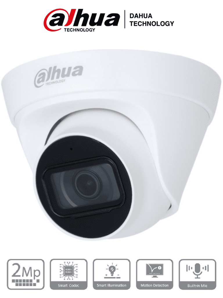 Dahua ipc-hdw1230t1-a-s5 - camara ip domo de 2 megapixeles/ lente de 3.6mm/ 102 grados de apertura/ microfono integrado/ ir de 3