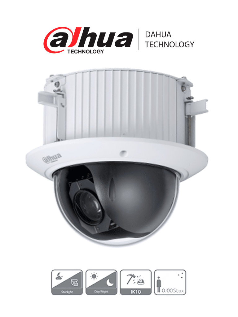 Dahua sd52c225-hc-la - cámara domo ptz/ 2 megapíxeles/ 1080p/ tecnología starlight/ zoom 25x/ 3d nr/ wdr 120db/ ik10